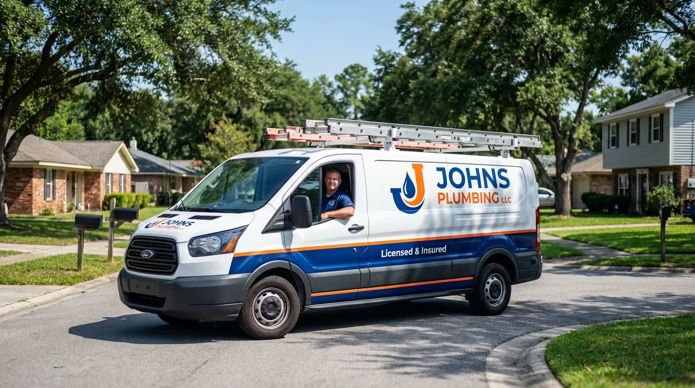 Johns Plumbing LLC service van in Tewksbury, MA