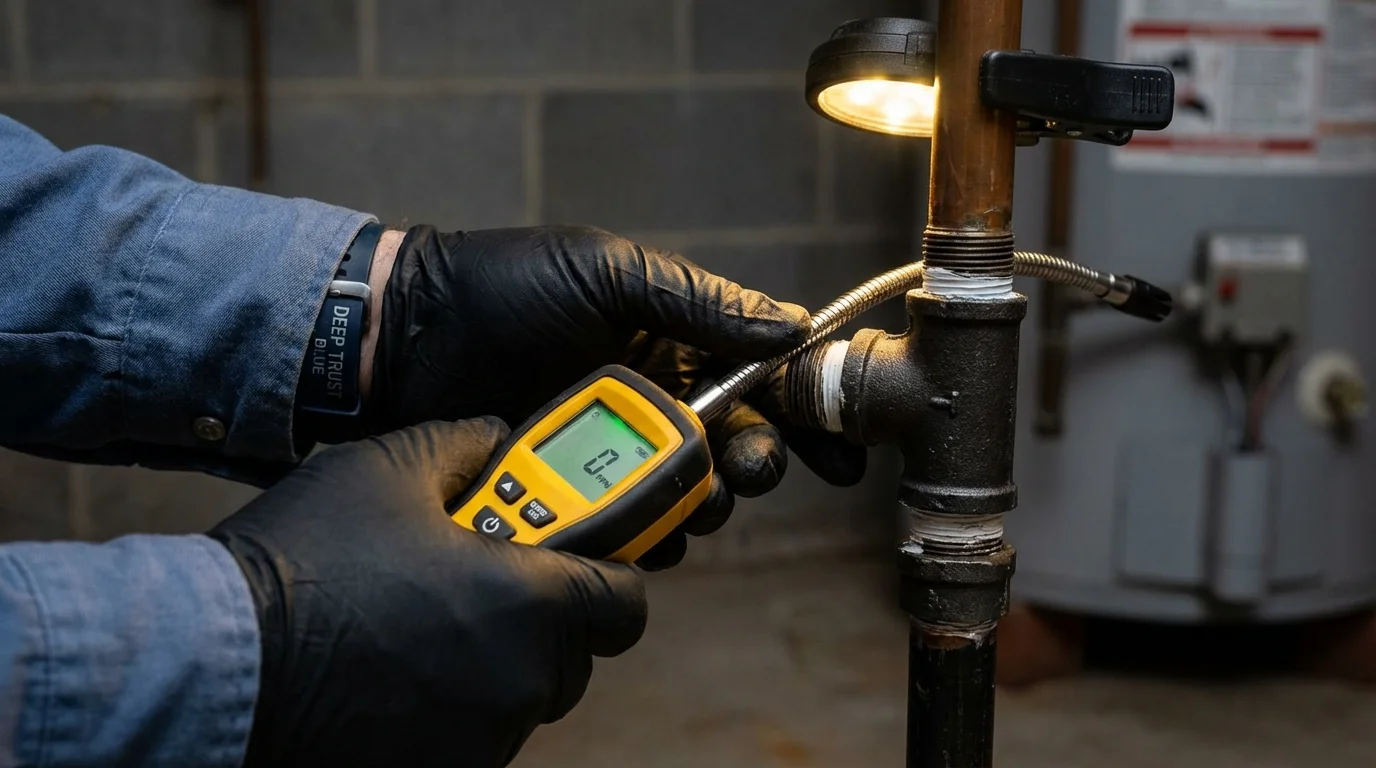 Gas leak detection with electronic sniffer by Johns Plumbing LLC in Tewksbury