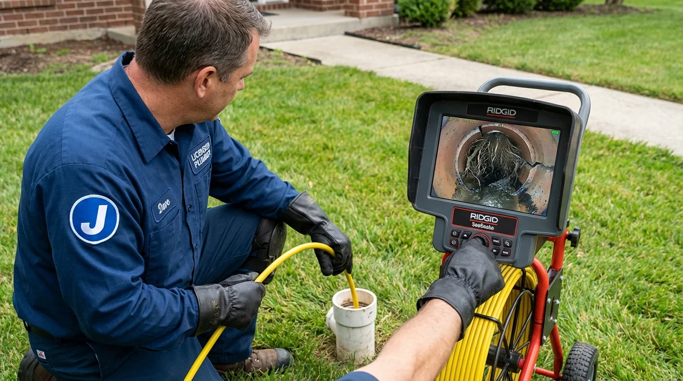 Sewer camera inspection being performed by Johns Plumbing LLC in Tewksbury